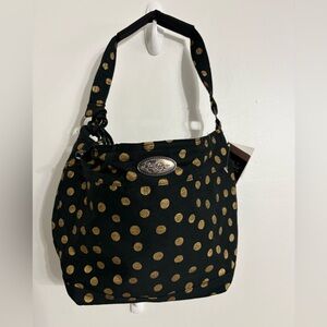 Donna Sharp  Black Shoulder Bag with Gold Polka Dots NWT